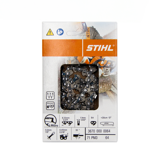 STIHL Picco Micro 3 12″ Saw Chain Loop ¼”P 64 Links 36700000064